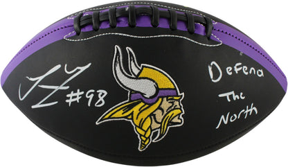 Linval Joseph Signed Minnesota Vikings Logo Football "Defend The North"