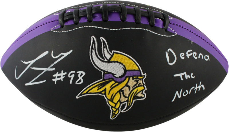 Linval Joseph Signed Minnesota Vikings Logo Football "Defend The North"