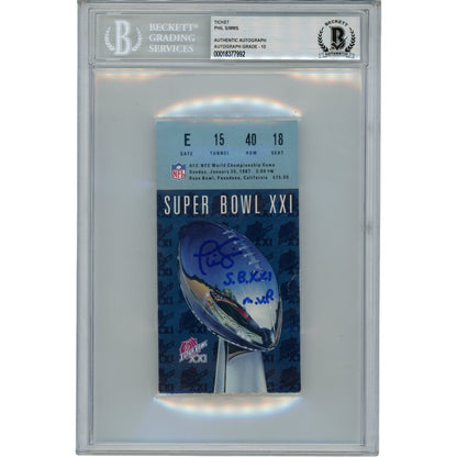 Phil Simms Autographed New York Giants Super Bowl XXI Ticket Stub (SB MVP)