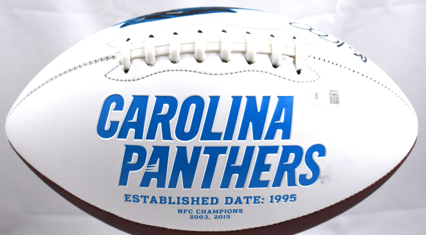 Luke Kuechly Autographed Carolina Panthers Logo Football - Black