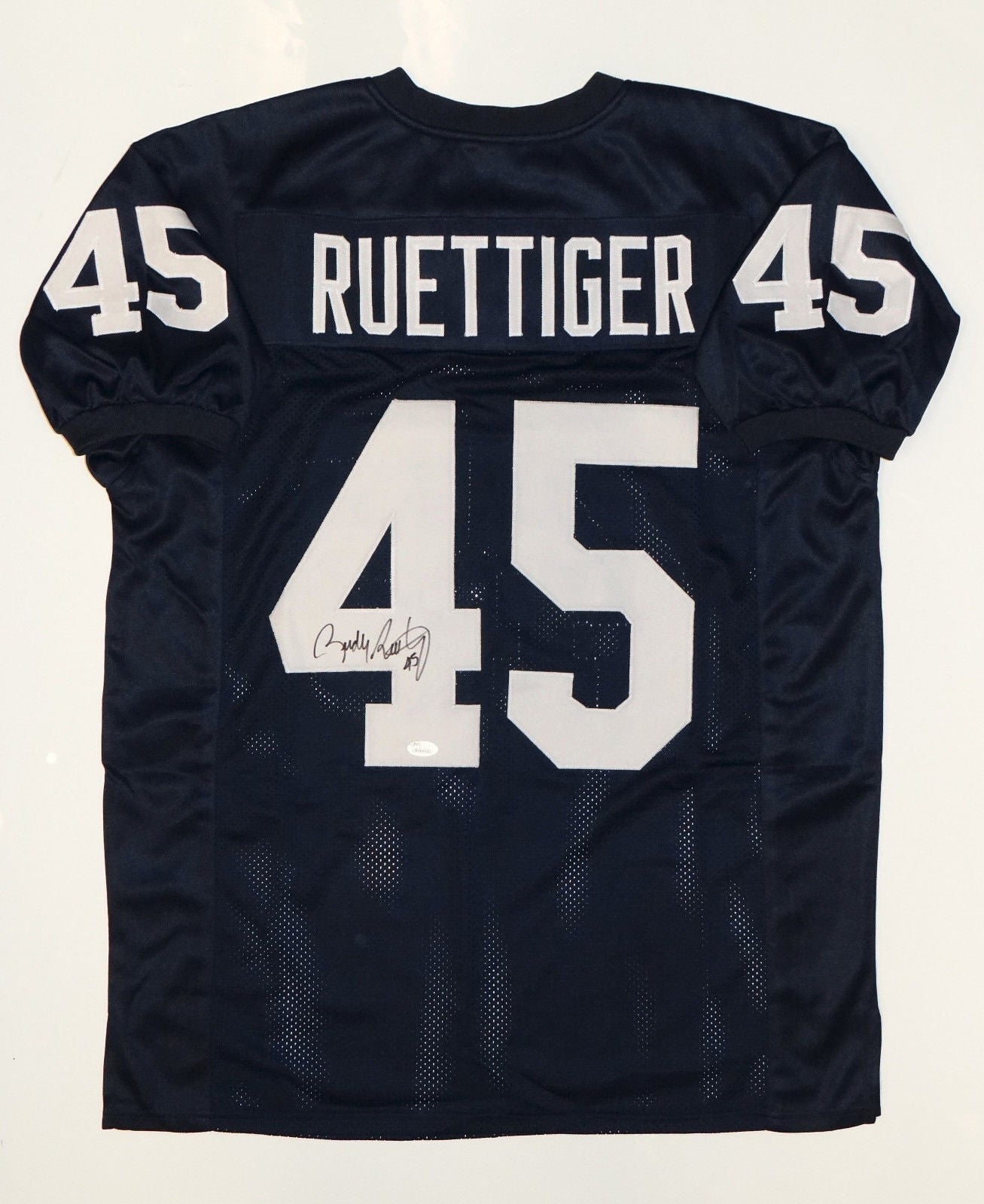 Rudy Ruettiger Autographed Navy Blue Custom College Style Jersey