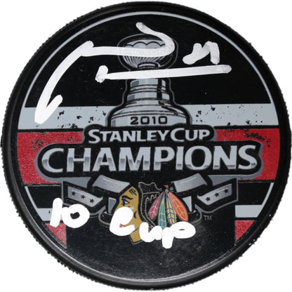 Marian Hossa Chicago Blackhawks Autographed Hockey Puck with "10 Cup" Inscription