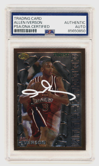 Allen Iverson Signed 1996-97 Topps Finest #69 Rookie Card (PSA DNA)