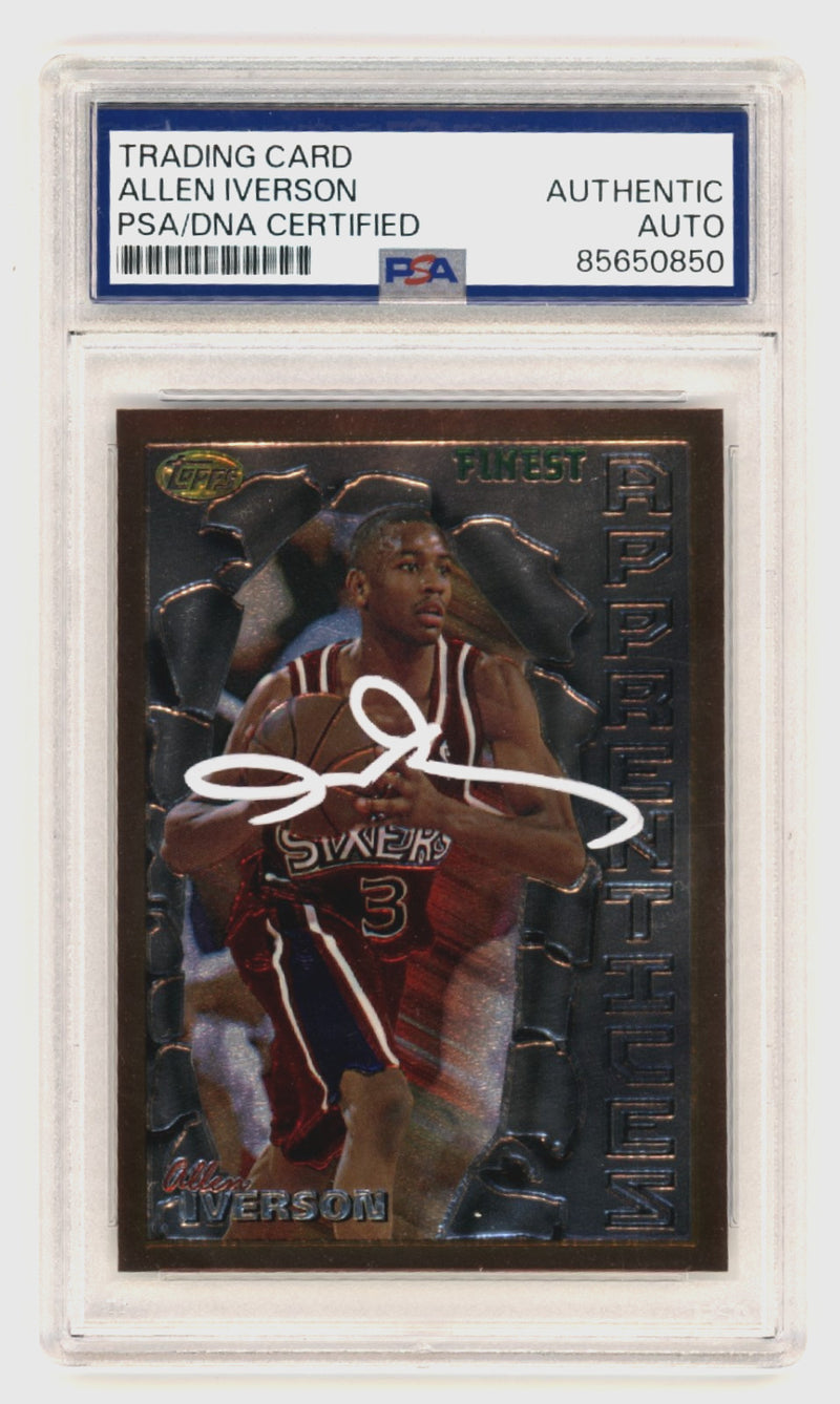 Allen Iverson Signed 1996-97 Topps Finest #69 Rookie Card (PSA DNA)