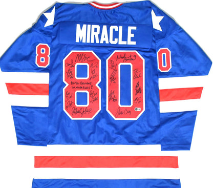 1980 Miracle on Ice Team Signed Team USA Blue Jersey (18 Sigs)