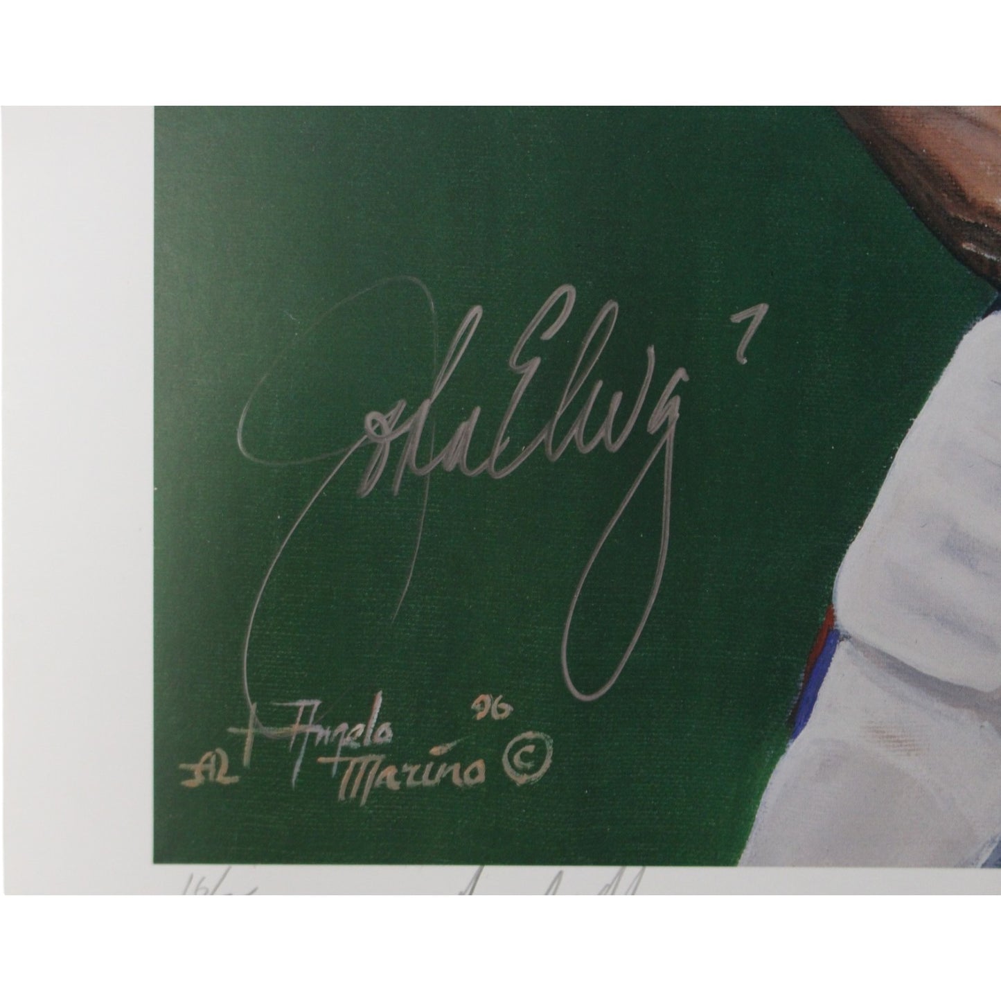 John Elway Autographed Denver Broncos 18x24 Photo by Angelo Marino