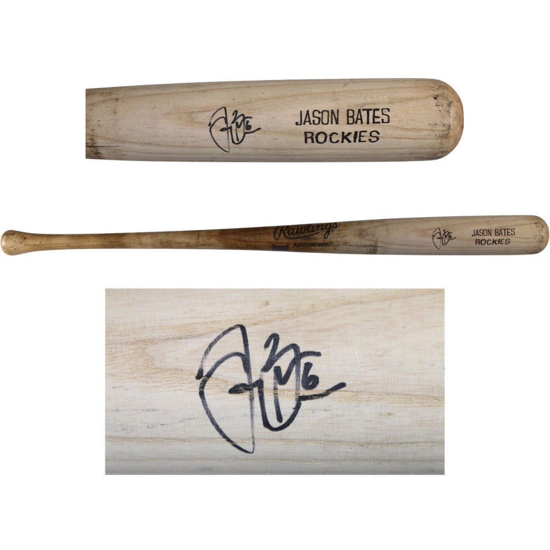 Jason Bates Signed Colorado Rockies Game Used Rawlings Baseball Bat