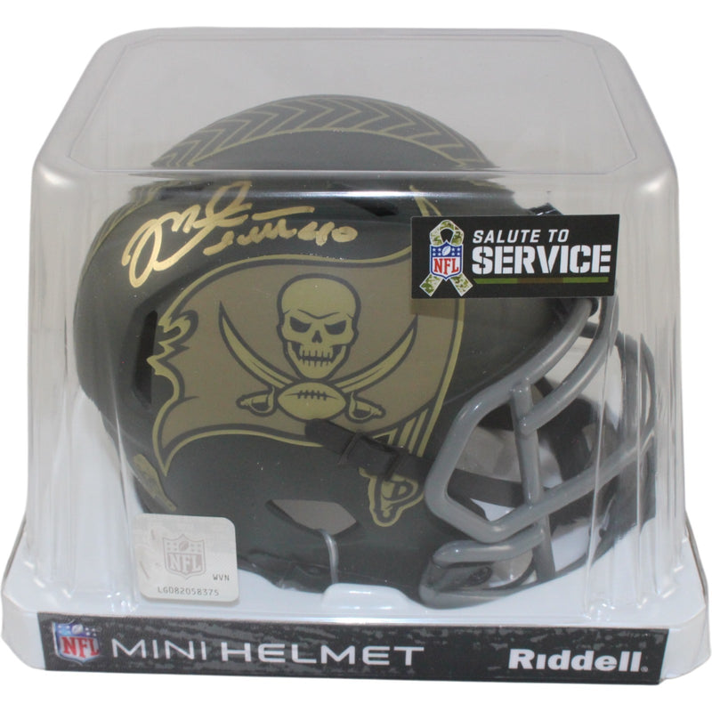 Mike Alstott Tampa Bay Buccaneers 2025 Salute to Service Mini Helmet BAS