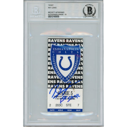 Ray Lewis Signed Baltimore Ravens 10/13/96 1st Sack Ticket Stub (Beckett)