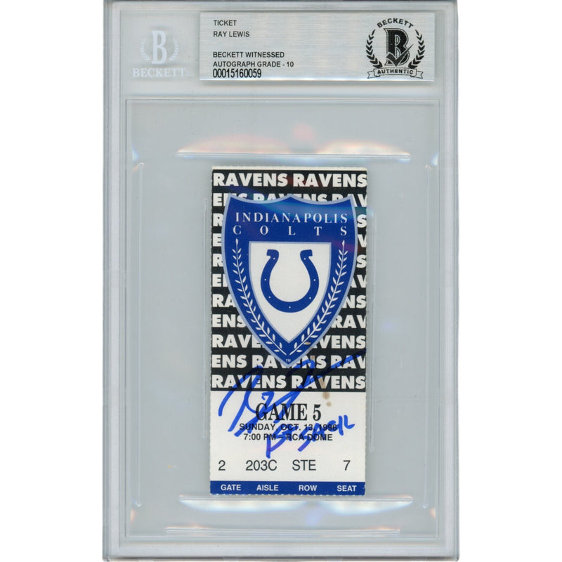 Ray Lewis Signed Baltimore Ravens 10/13/96 1st Sack Ticket Stub (Beckett)