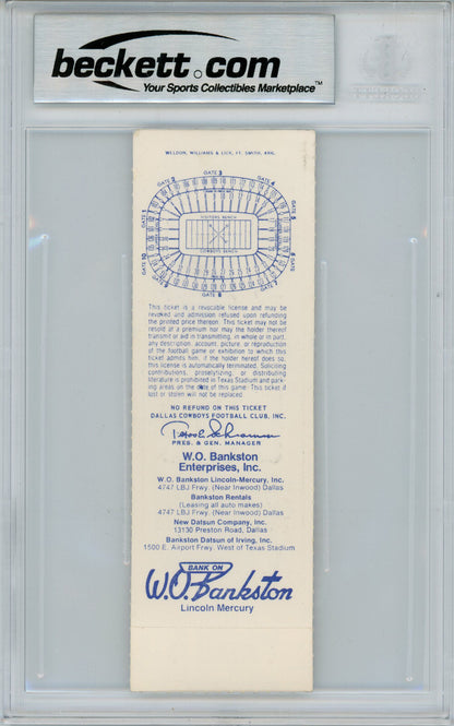 Tony Dorsett Signed 1981 vs Cardinals Full Game Ticket (Beckett Slabbed)