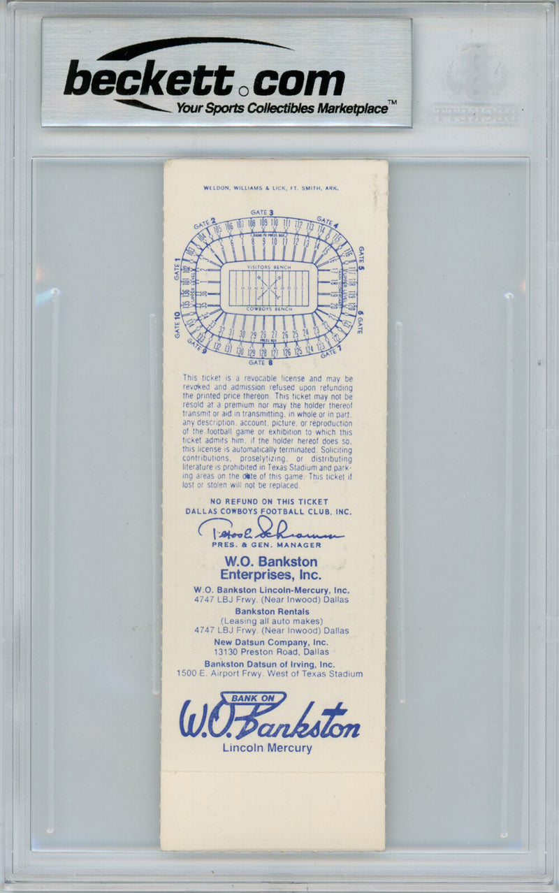 Tony Dorsett Signed 1981 vs Cardinals Full Game Ticket (Beckett Slabbed)