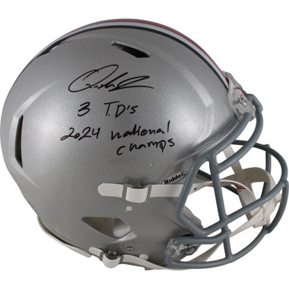 Quinshon Judkins Ohio State Buckeyes Signed Authentic Speed Helmet (Inscribed)