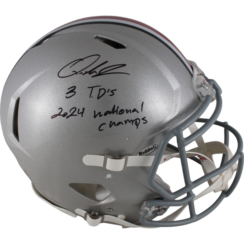 Quinshon Judkins Ohio State Buckeyes Signed Authentic Speed Helmet (Inscribed)