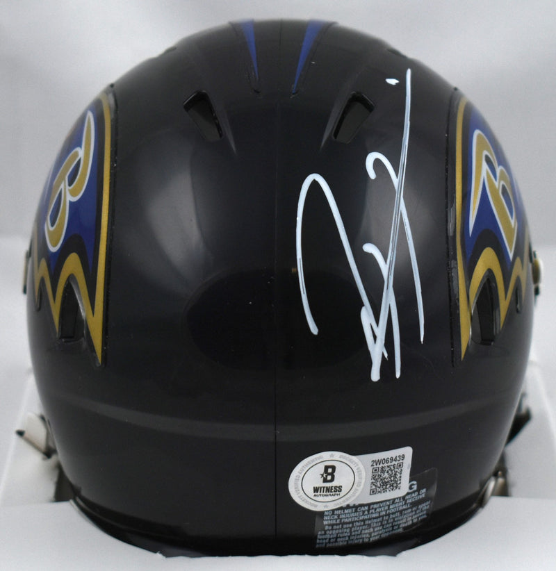 Ray Lewis Autographed Baltimore Ravens White Speed Mini Helmet