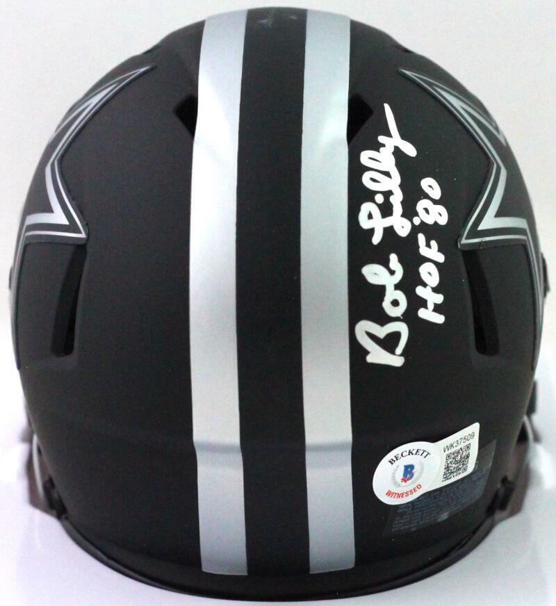 Bob Lilly Signed Dallas Cowboys Eclipse Mini Helmet with HOF Inscription