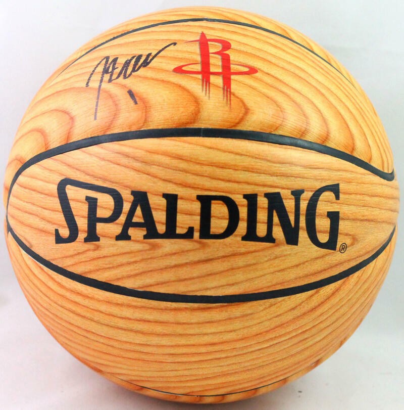 John Wall Autographed Houston Rockets Wood Grain Basketball