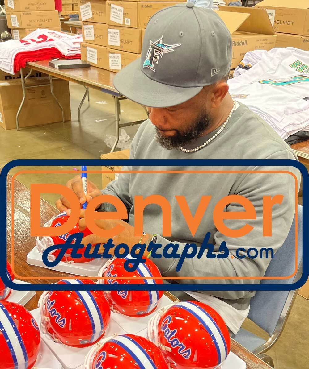 Fred Taylor Florida Gators Autographed Orange Mini Helmet BAS