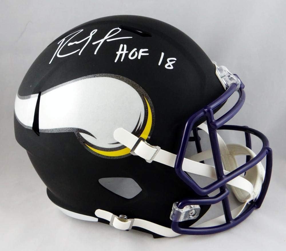 Randy Moss Signed Minnesota Vikings Full Size Flat Black Helmet (HOF)