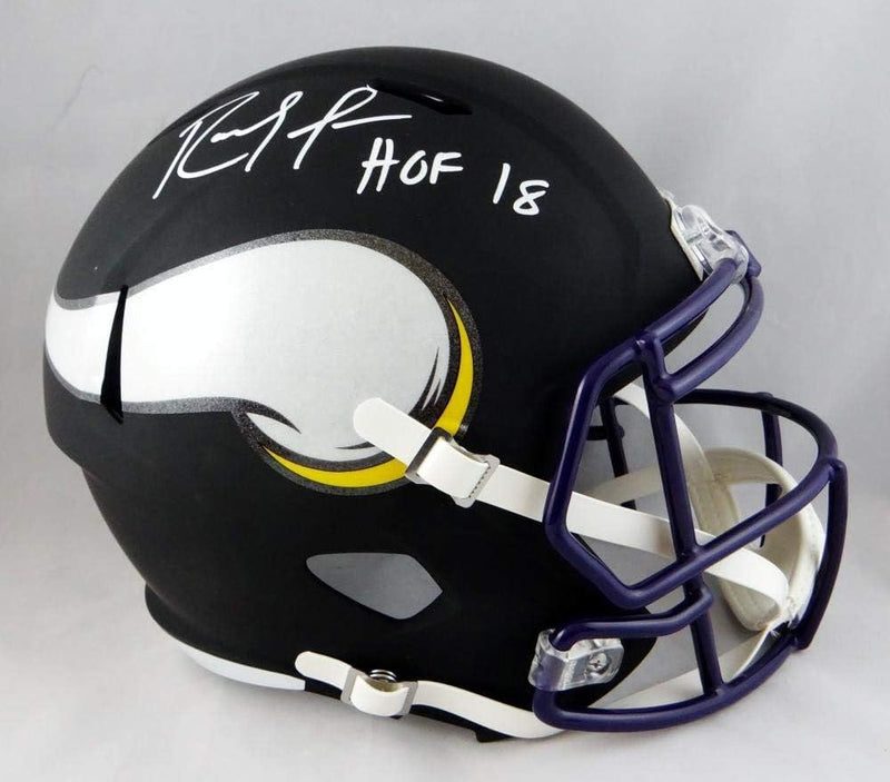 Randy Moss Signed Minnesota Vikings Full Size Flat Black Helmet (HOF)