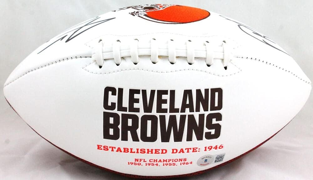 Jarvis Landry & Odell Beckham Signed Cleveland Browns Logo Football
