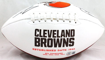 Jarvis Landry & Odell Beckham Signed Cleveland Browns Logo Football