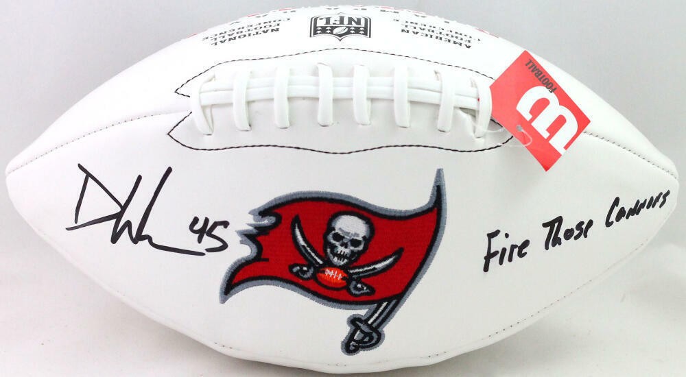 Devin White Signed Tampa Bay Buccaneers Logo Football "Fire the Cannons"
