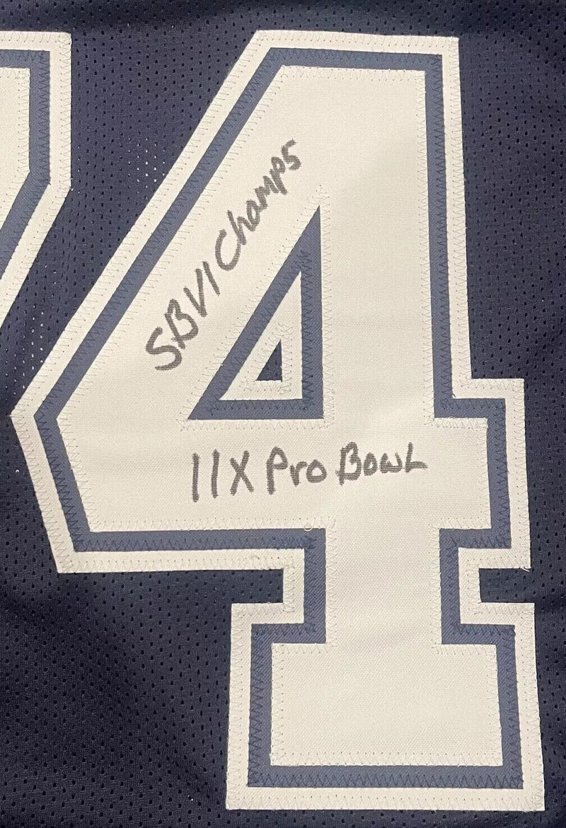 Bob Lilly Signed Dallas Cowboys Navy Custom Jersey (4 Inscriptions) BAS
