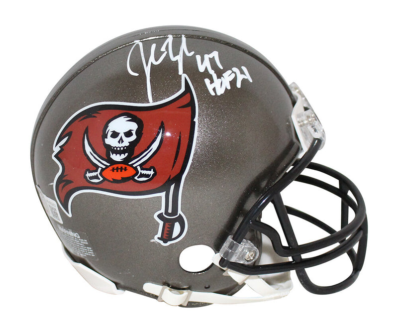 John Lynch Tampa Bay Buccaneers Signed HOF Inscription Mini Helmet BAS