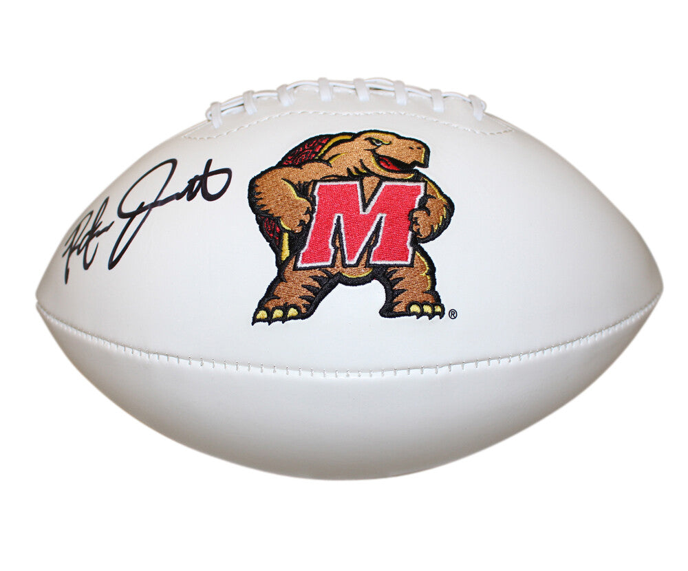 Rakim Jarrett Autographed Maryland Terrapins White Logo Football (Beckett)