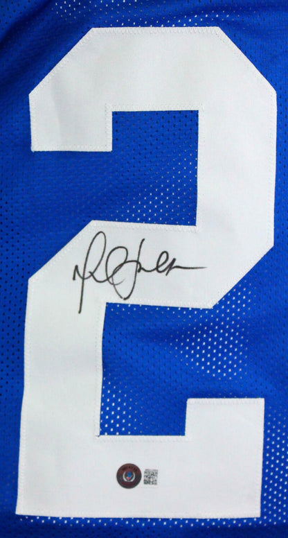 Marshall Faulk Autographed Blue Custom Football Jersey