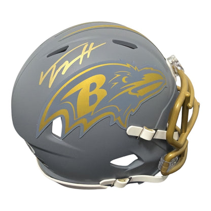 Trey Hendrickson Signed Baltimore Ravens Slate Mini Helmet JSA