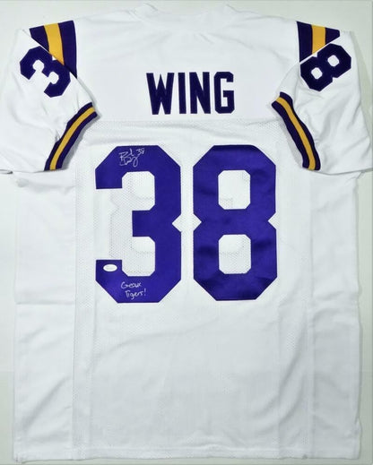 Brad Wing Signed LSU Tigers Style White Custom Jersey "Geaux Tigers"