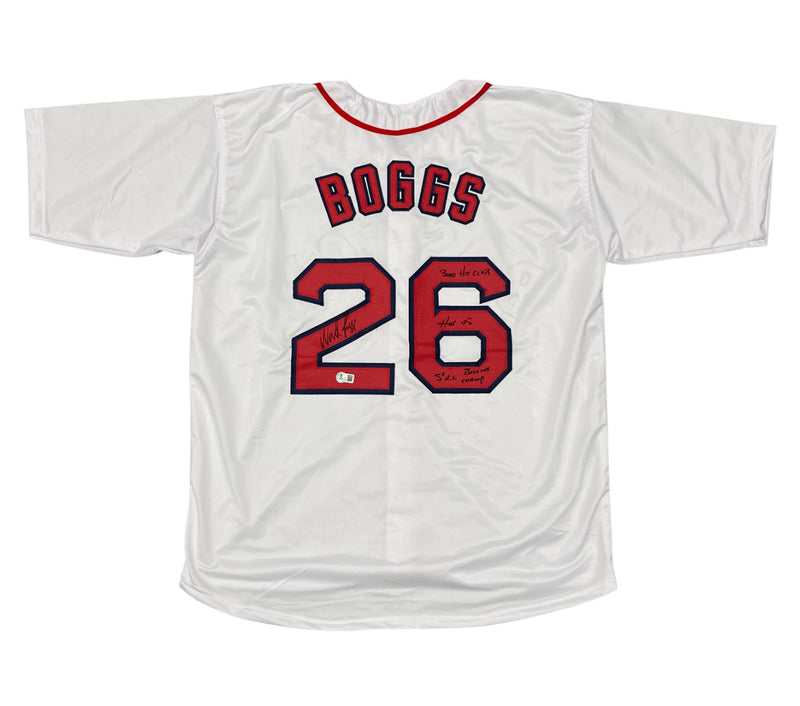 Wade Boggs Signed Boston Red Sox Custom Jersey (3x Inscriptions) Beckett