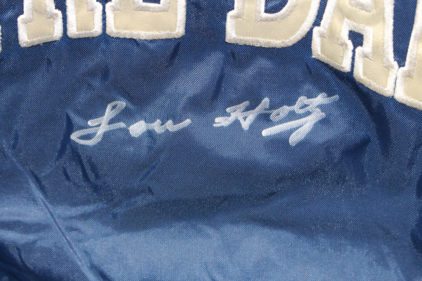 Lou Holtz Autographed Notre Dame Fighting Irish Pullover (Size L)