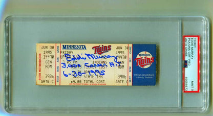 Eddie Murray Autographed 3000th Hit Game Ticket PSA 9 w/ Inscription
