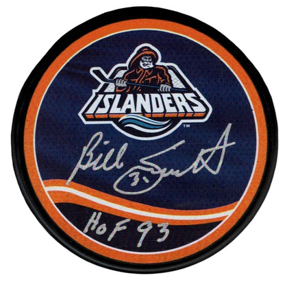 Billy Smith Signed New York Islanders Reverse Retro Hockey Puck (HOF 93)