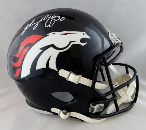 Phillip Lindsay Signed Denver Broncos White Full Size Speed Helmet