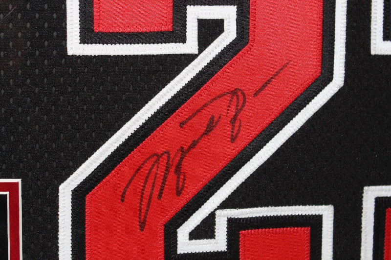Michael Jordan Autographed Chicago Bulls Framed Black Jersey (UDA)