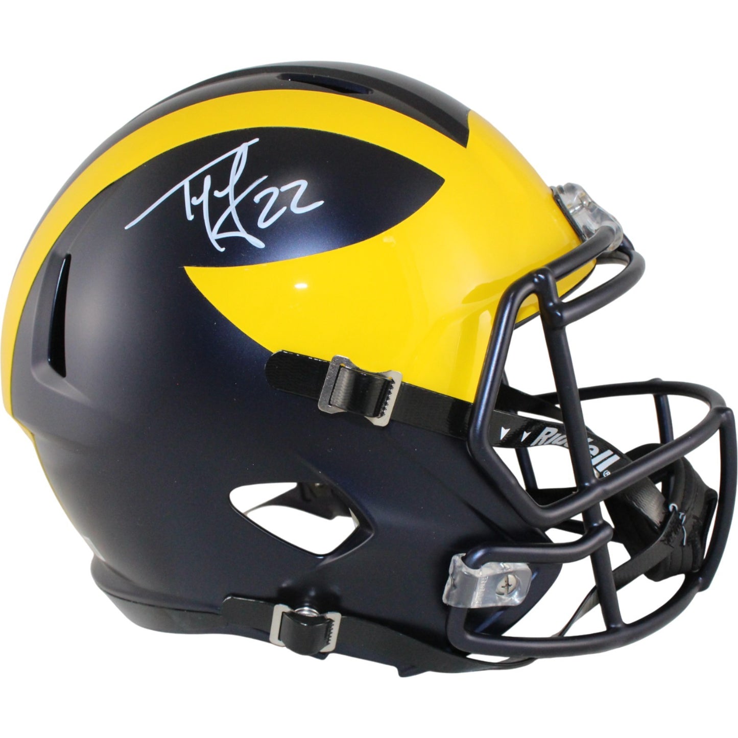 Ty Law Signed Michigan Wolverines Full Size Replica Helmet (Beckett COA)