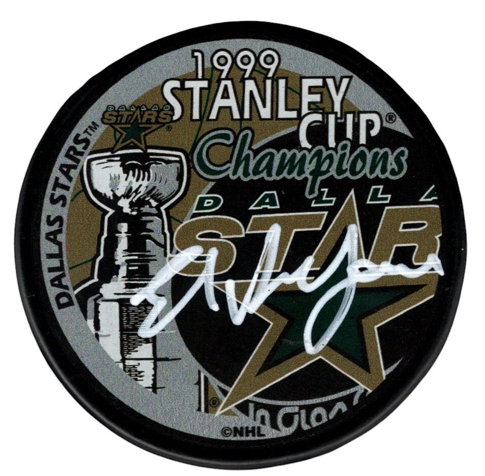 Ed Belfour Signed Dallas Stars 1999 Stanley Cup Puck (Beckett COA)