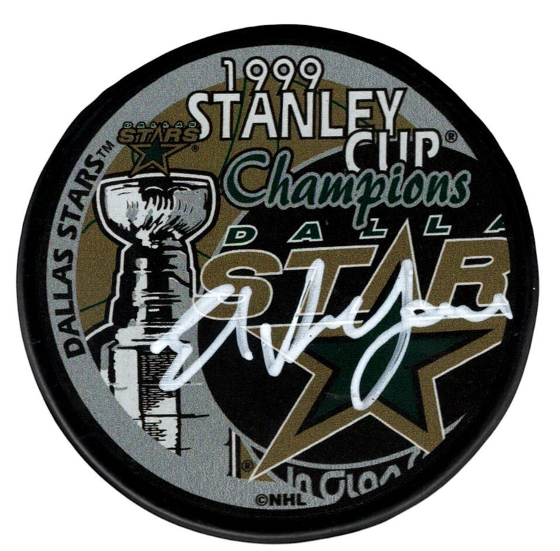 Ed Belfour Signed Dallas Stars 1999 Stanley Cup Puck (Beckett COA)