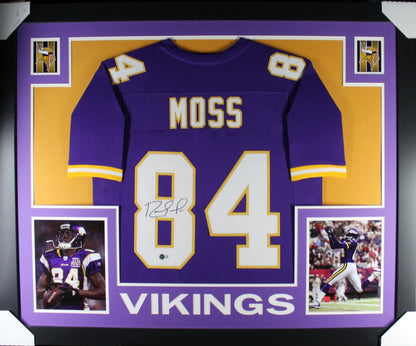 Randy Moss Autographed Purple Custom Framed Football Jersey (Beckett)