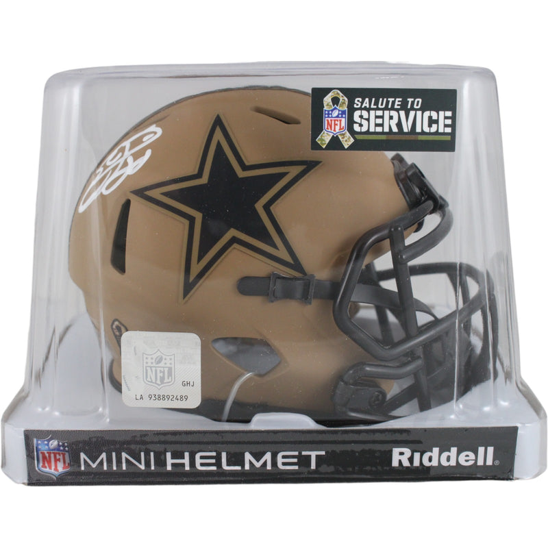 Emmitt Smith Dallas Cowboys Autographed Salute to Service Mini Helmet