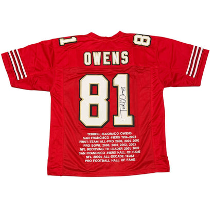Terrell Owens San Francisco 49ers Signed Custom Stat Jersey (JSA COA)