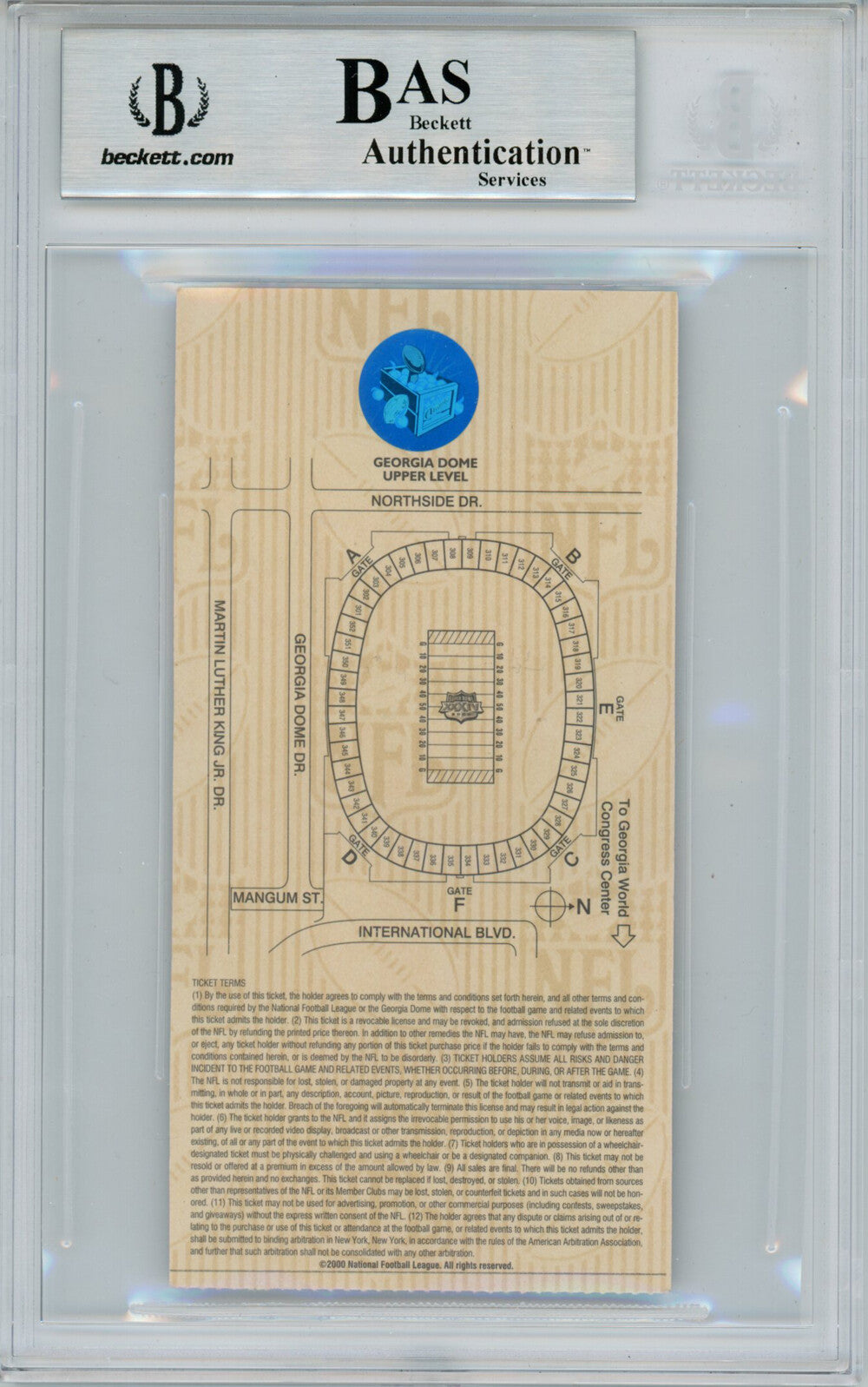 Kurt Warner Signed Super Bowl XXXIV Ticket Stub SB MVP Beckett Slab