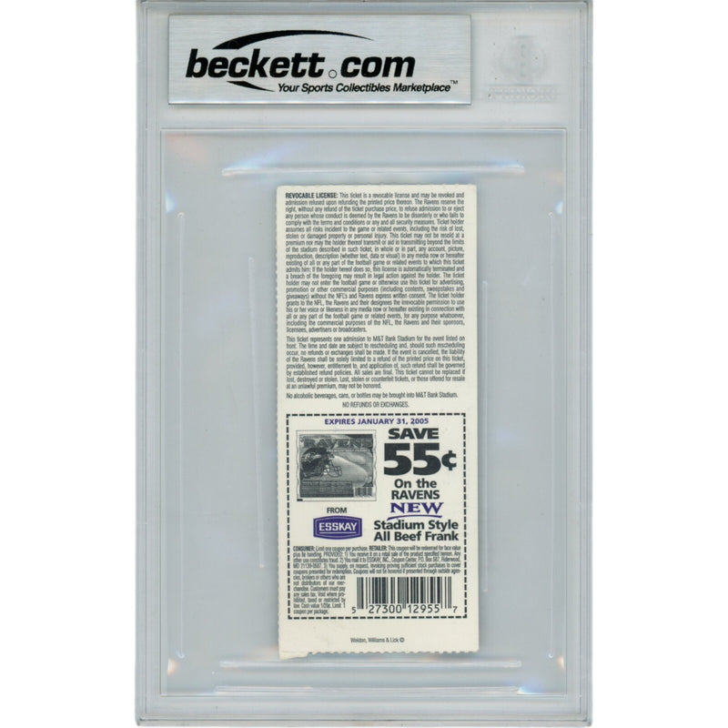 Ray Lewis Autographed Baltimore Ravens Ticket Stub (10/24/04) BAS Slabbed