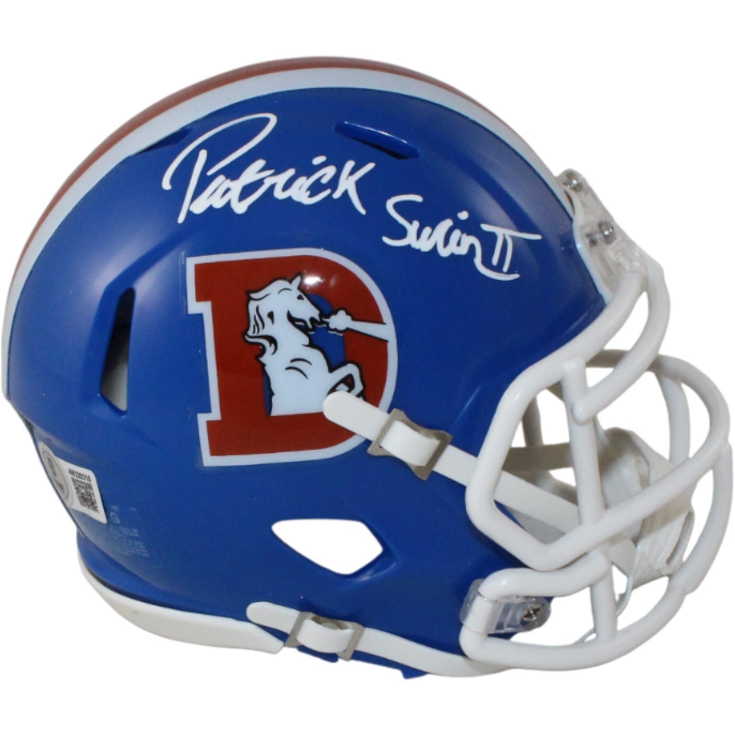 Patrick Surtain Denver Broncos Autographed Throwback Mini Helmet (Beckett)