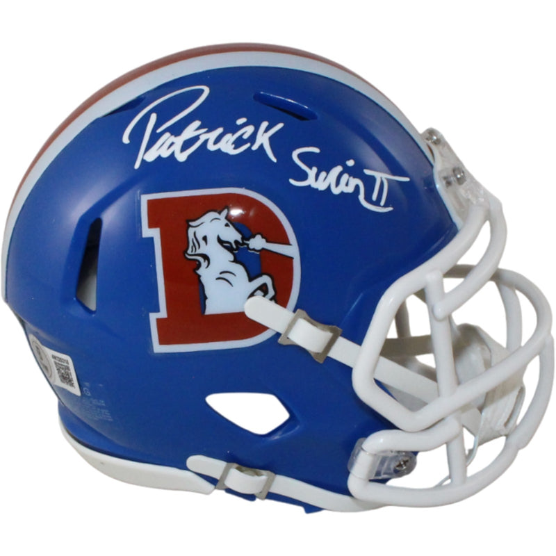 Patrick Surtain Denver Broncos Autographed Throwback Mini Helmet (Beckett)