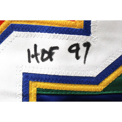 Alex English Autographed Blue Pro Style Jersey (HOF Inscribed)